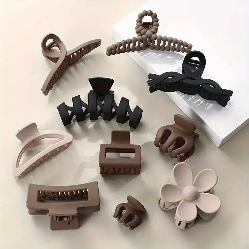Women's Geometric Flower Hair Clips Matte Plastic Set