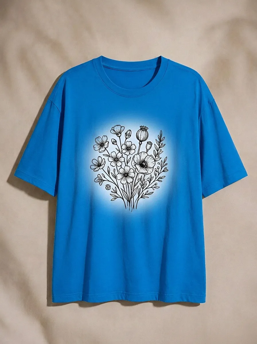 Unisex Botanical Nature Lover Wildflower Bouquet Printed T-shirt