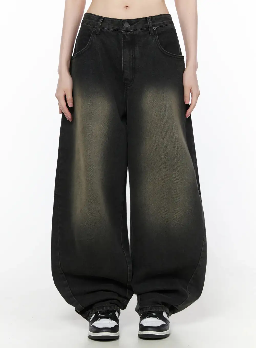 Washed Vintage Wash Wide Leg Jeans