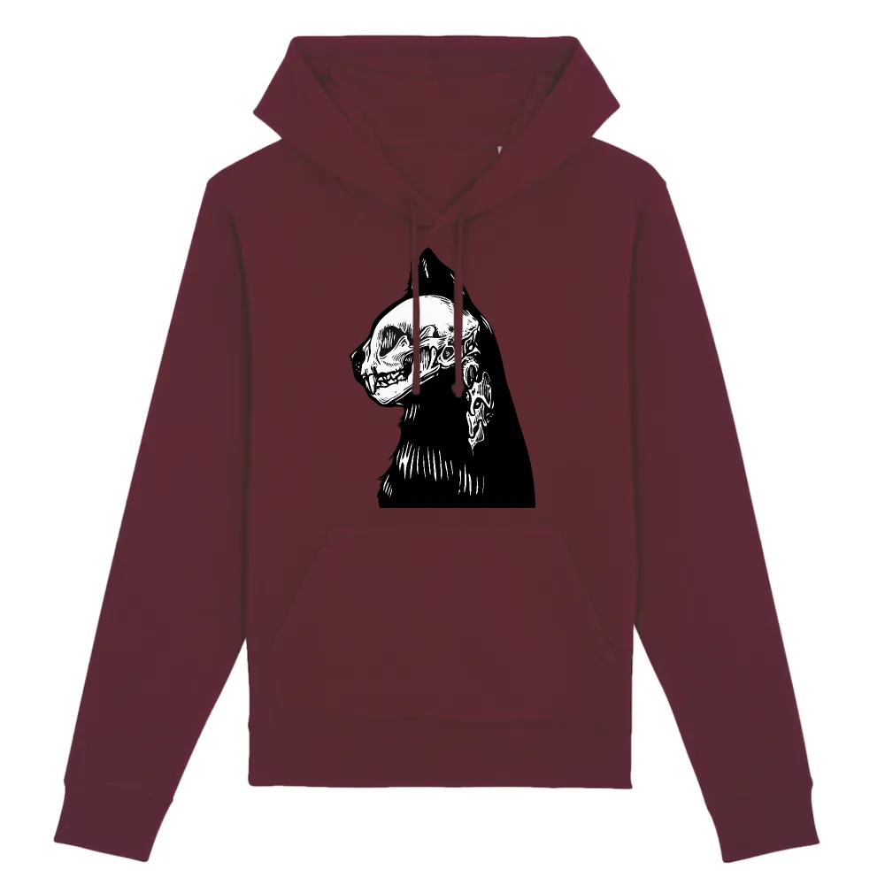 Skull Cat Graphic Pullover Hoodie