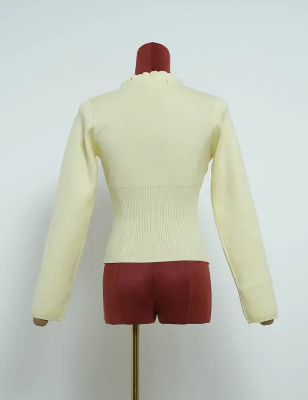 Elegant Solid Color Long Sleeves Knit Sweater Cardigan