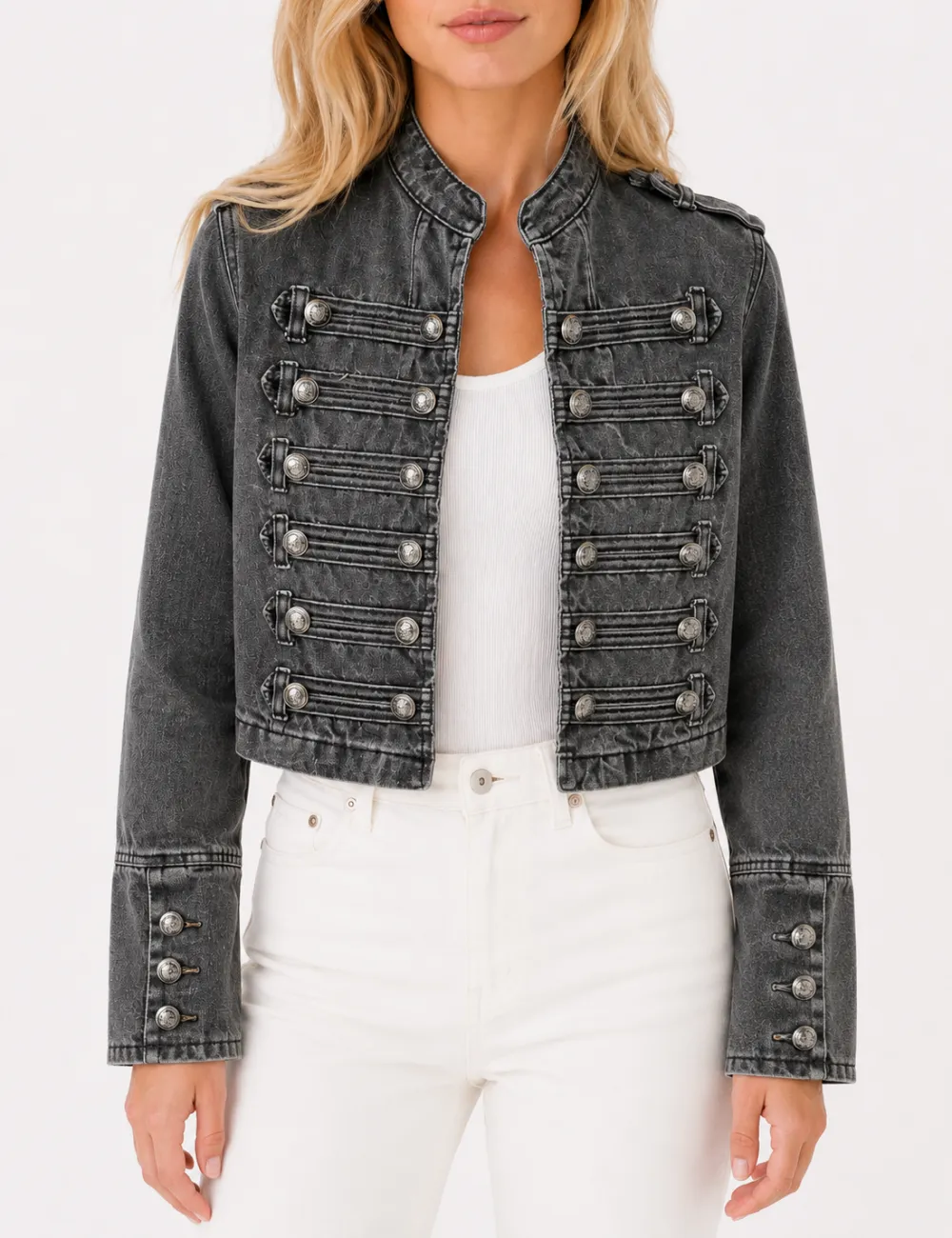 Casual Button Front Long Sleeves Denim Jacket
