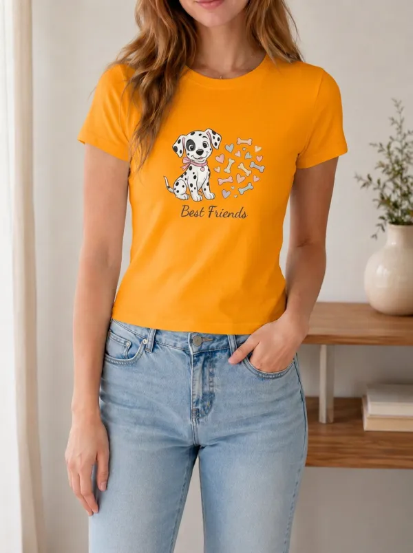 Women's Dog Lover Dalmatian Best Friends Printed T-shirt