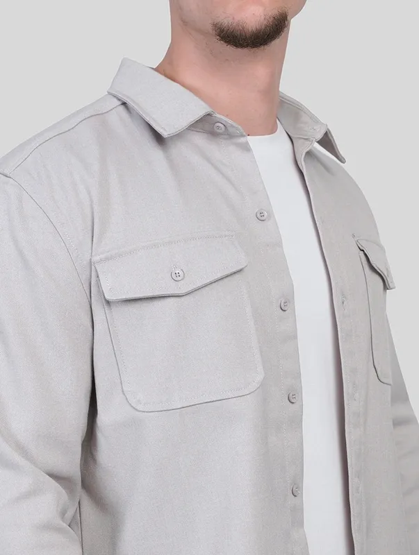 Light Grey Button Front Overshirt