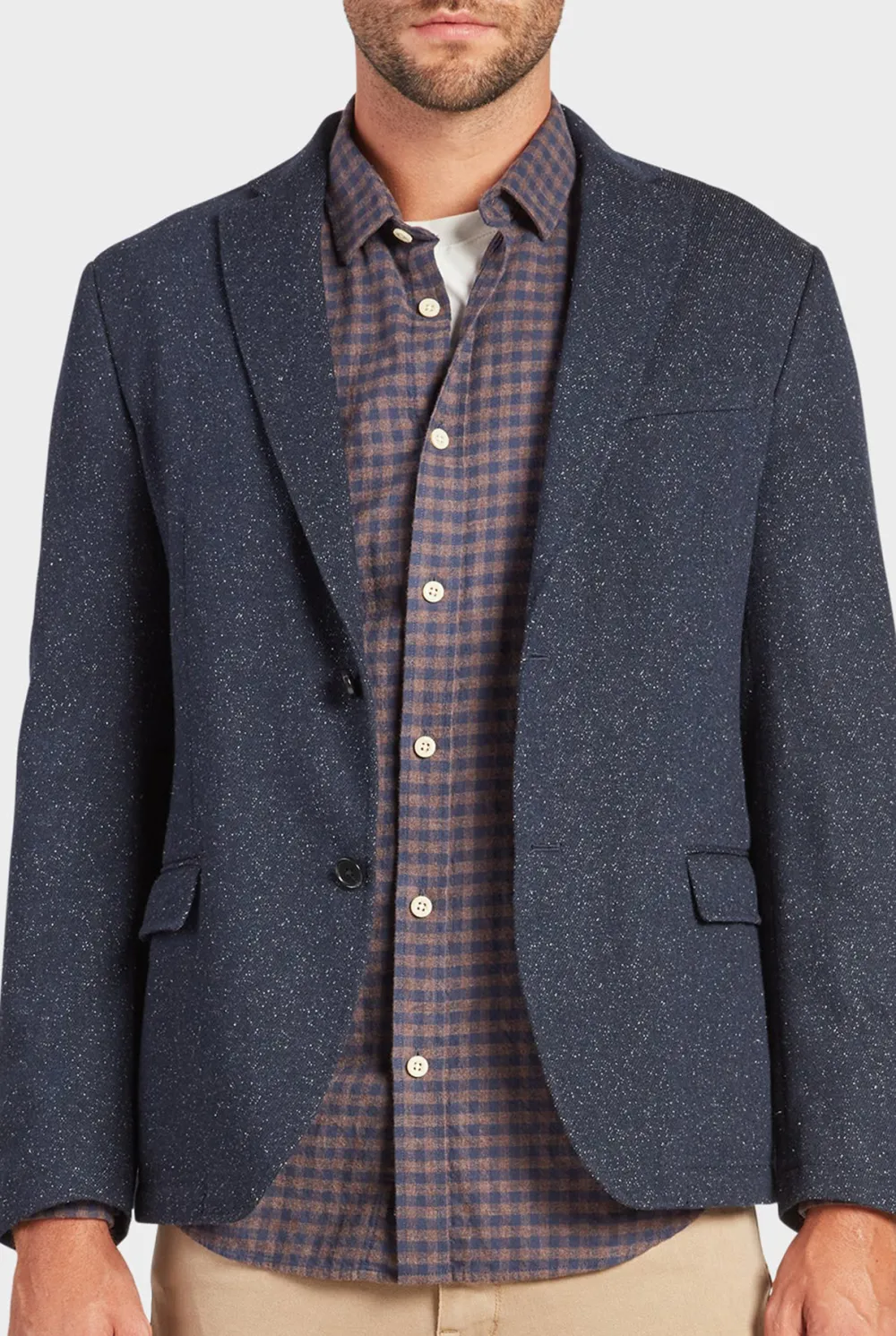 Textured Wool Blend Unstructured Blazer Jacket