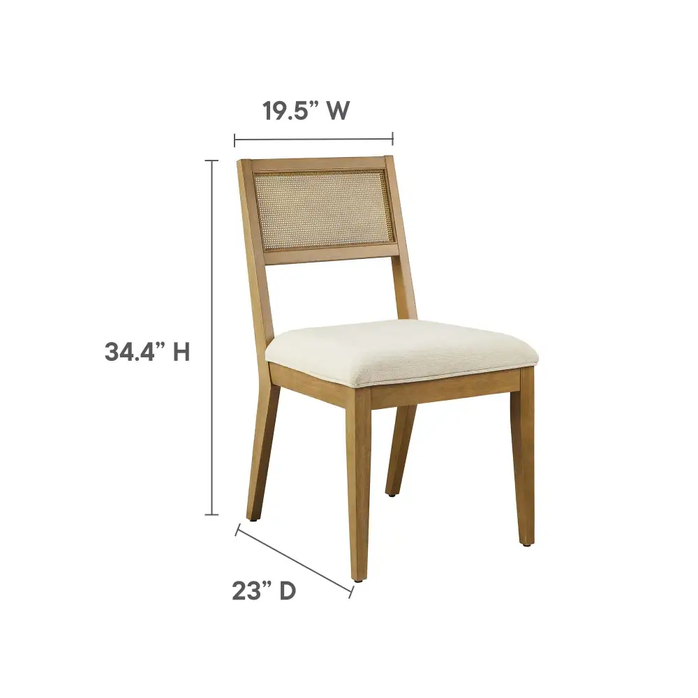 Faux Rattan Fabric Dining Chairs Set of Two
