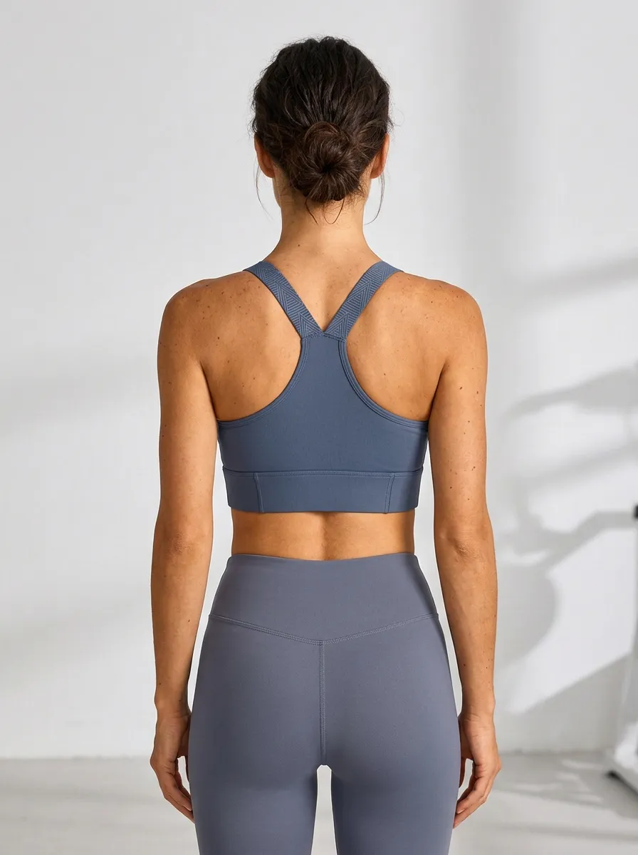 Racerback Mesh Panel Mesh Geometric Detail Women's Sports Bra