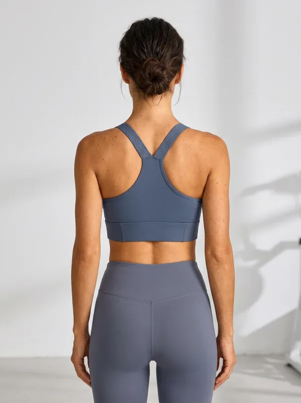 Racerback Mesh Panel Mesh Geometric Detail Women's Sports Bra