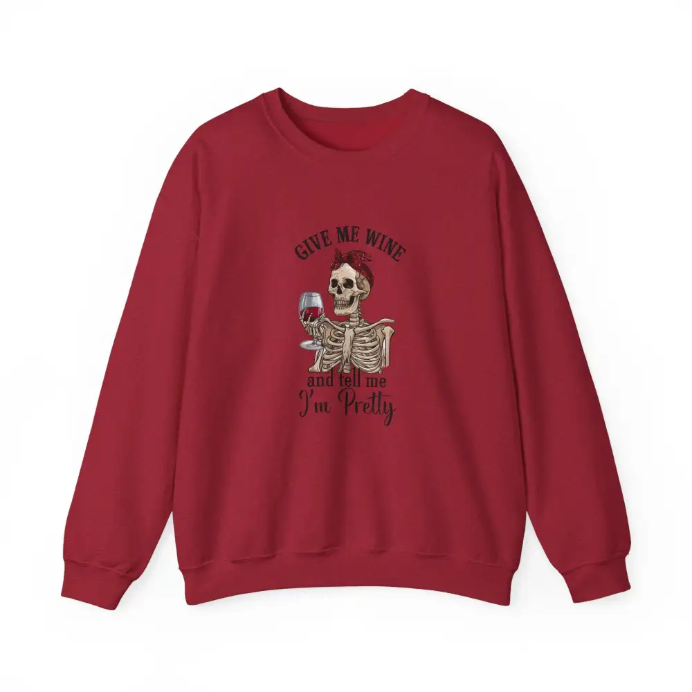 Skeleton Wine Graphic Crewneck Sweatshirt