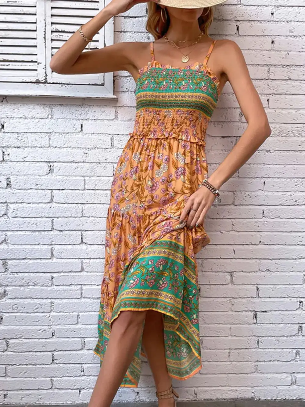 Relaxed Midi Square Neck Dress