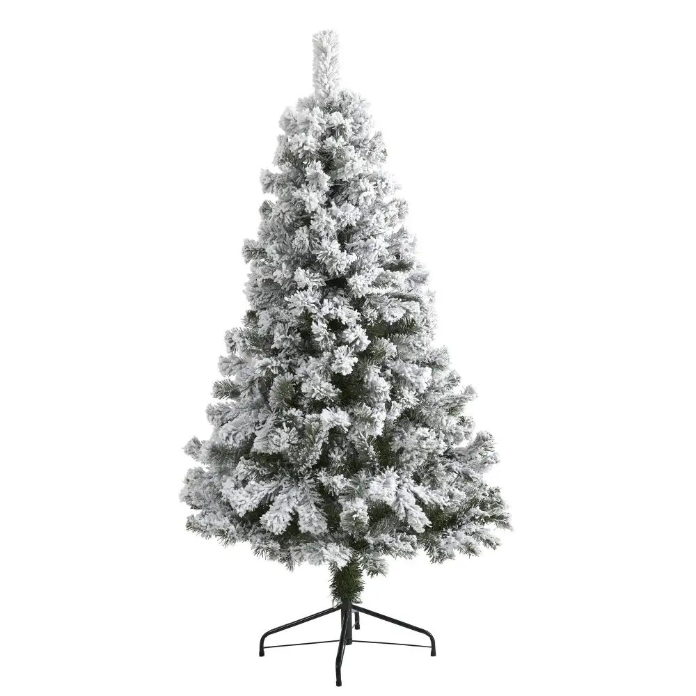 Flocked West Virginia Fir Artificial Christmas Tree Decor Display