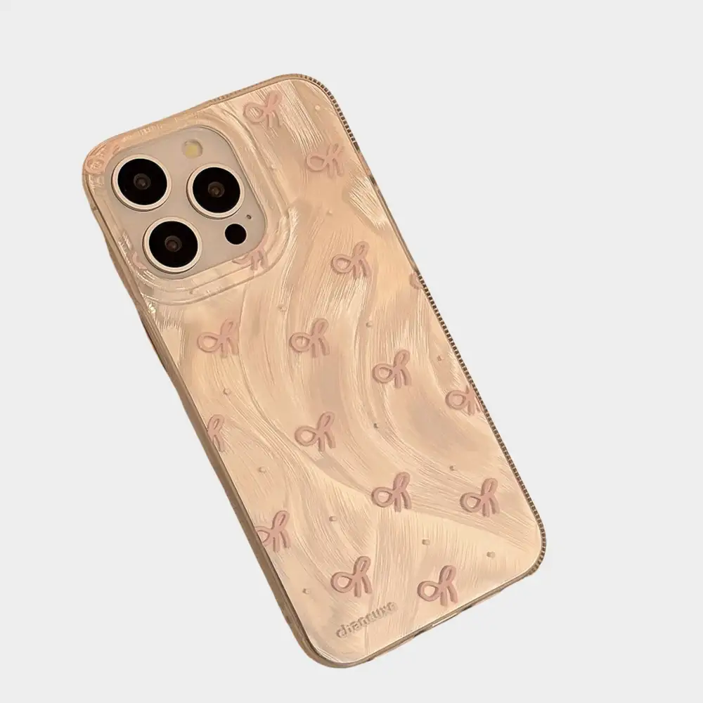 Bow Cat Textured Wave Textured Phone Case