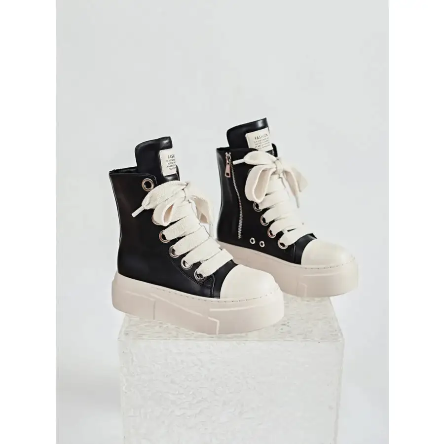 Platform Lace Up Contrast Sneakers