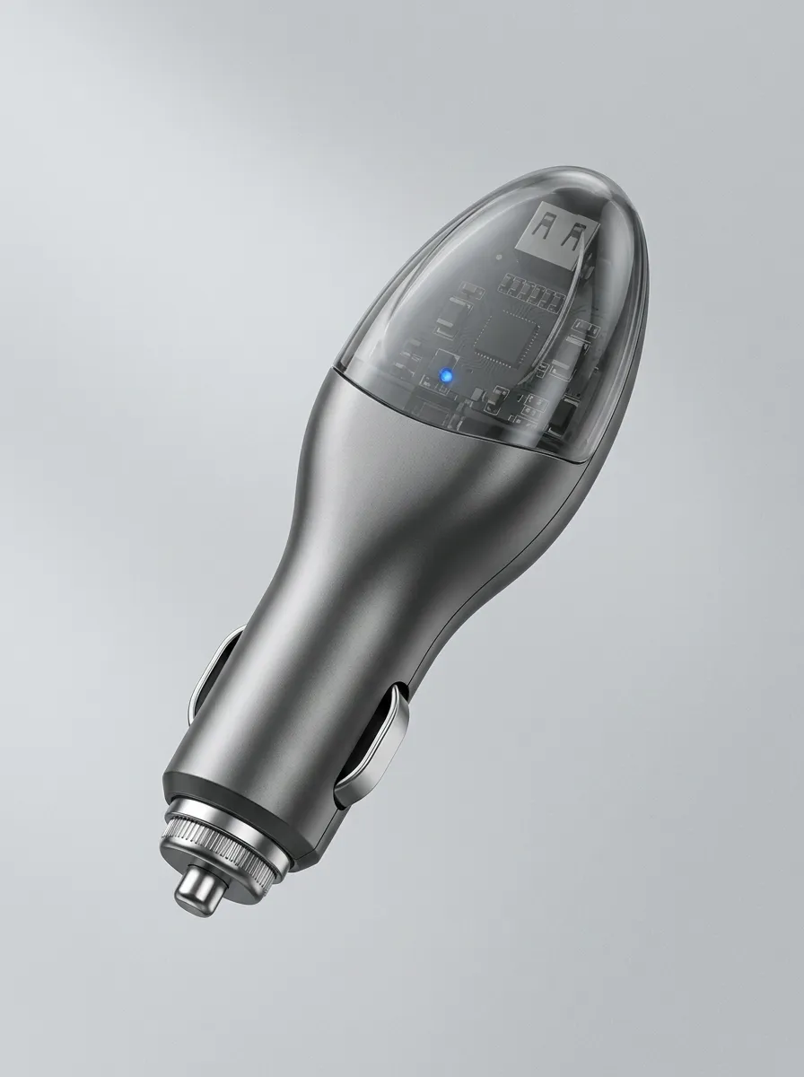 Automotive Fuel Saver Device with Transparent Housing Circuit Board Graphic