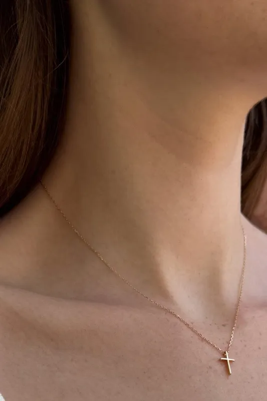 Gold Mini Cross Necklace