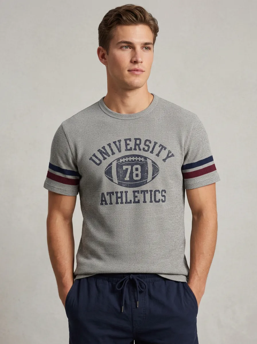 Men's University Athletics Football 78 Printed Waffle T-shirt