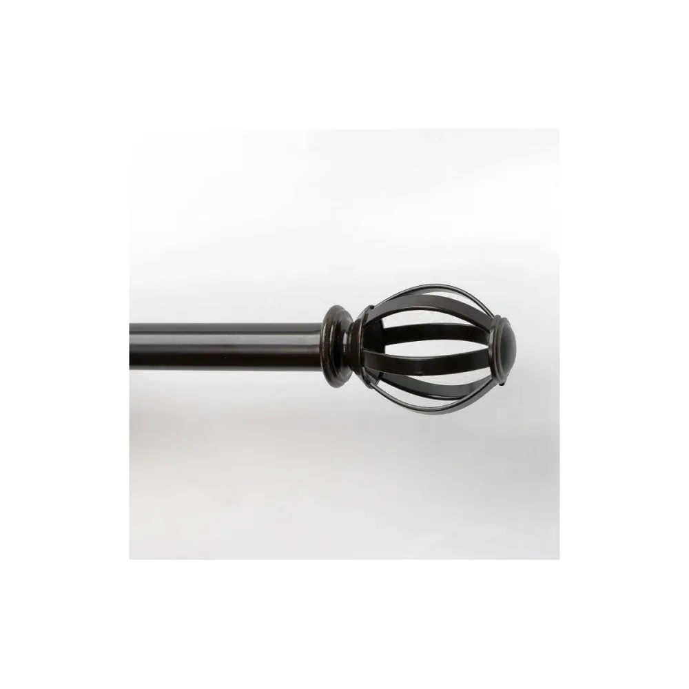 Adjustable Cage Ball Finial Metal Alloy Curtain Rod 28-Inch