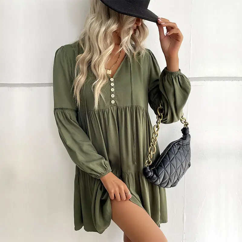 Women's Shirt Ruffled Dress