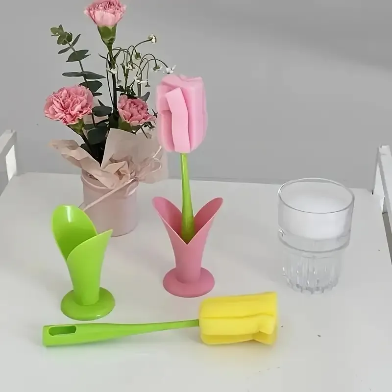 Tulip-Style Plastic Long-Handled Cup Brush