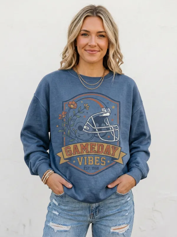 Women's Football Lover Gameday Vibes Floral Helmet Printed Sweatshirt