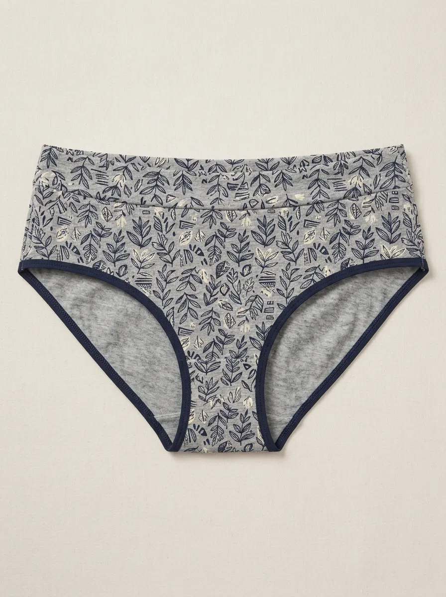 Women's Casual Panties with Leaf Botanical Detail