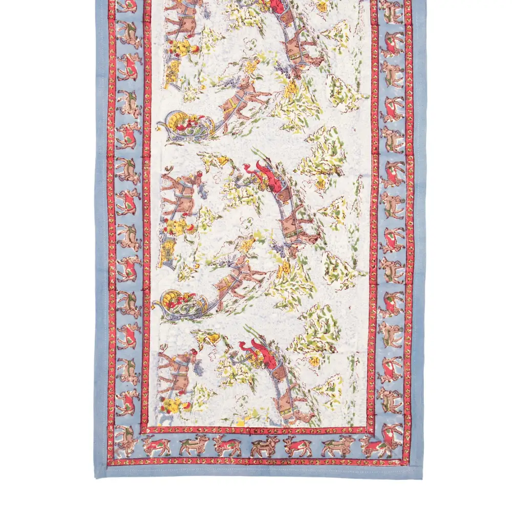 Snowy Reindeer Scene Table Runner