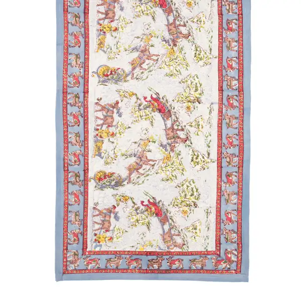 Snowy Reindeer Scene Table Runner
