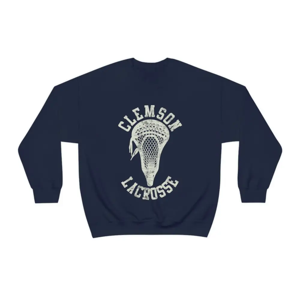 Large Print Stick Head Lacrosse Graphic Crewneck Sweatshirt