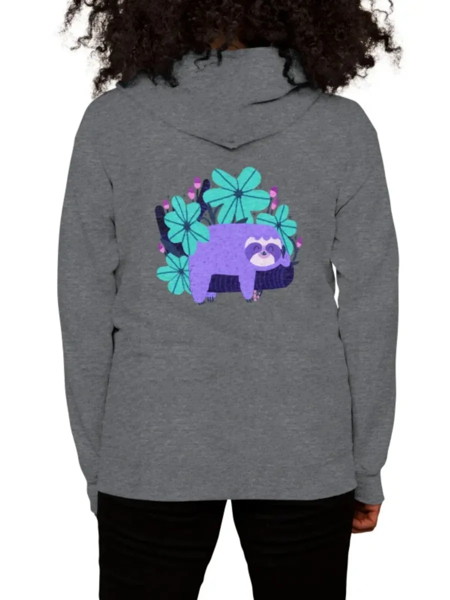 Cute Sloth Floral Hoodie
