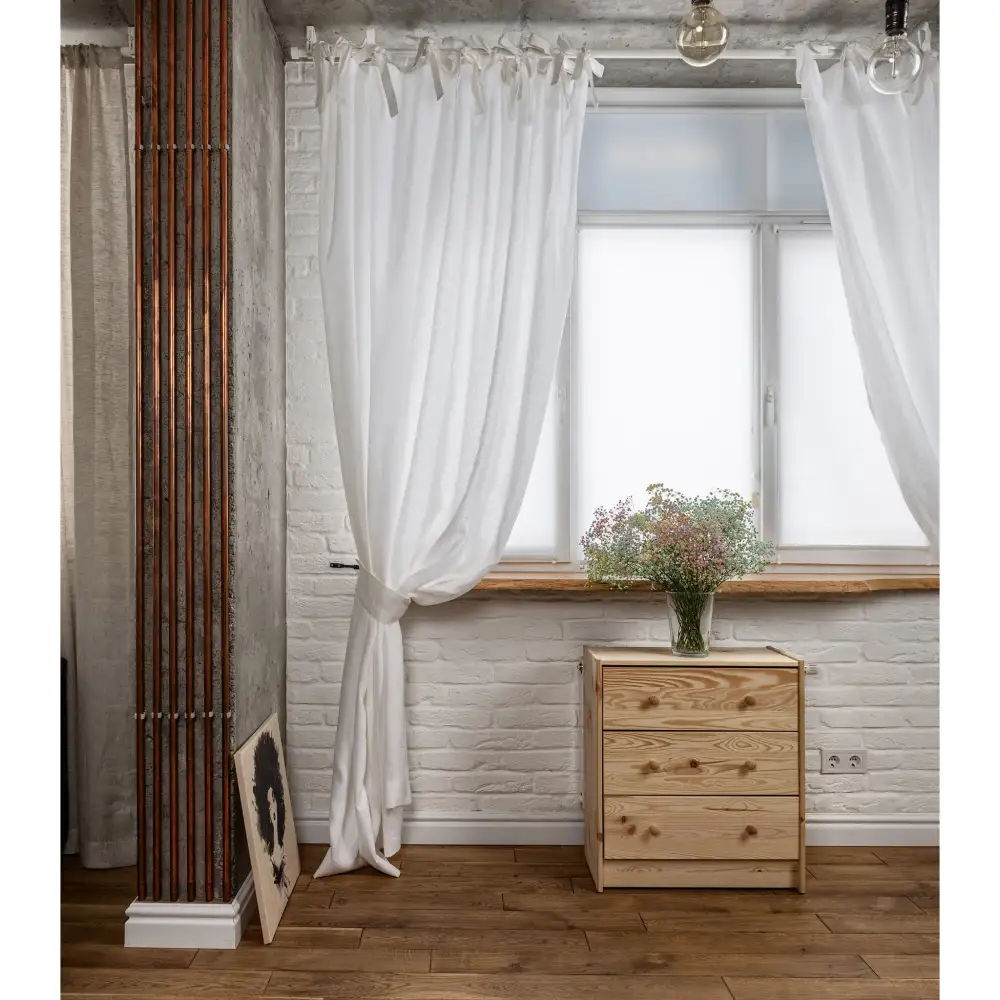 Top Tie Linen Curtain Panel