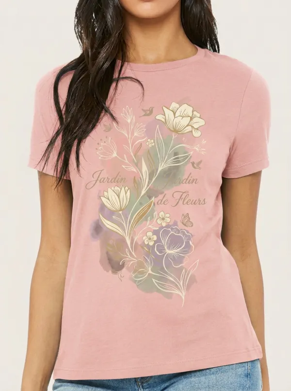 Women's Botanical Garden Floral Jardin de Fleurs Printed T-shirt