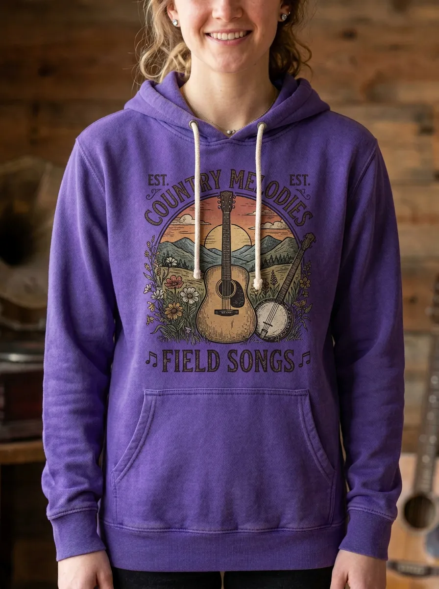 Guitar Women's Country Music Printed Hoodie