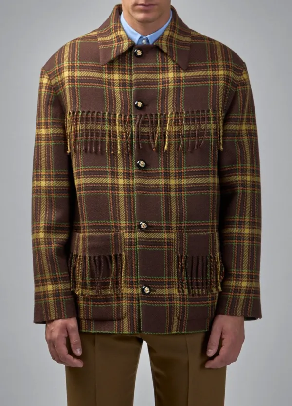 Fringed Checked Coat