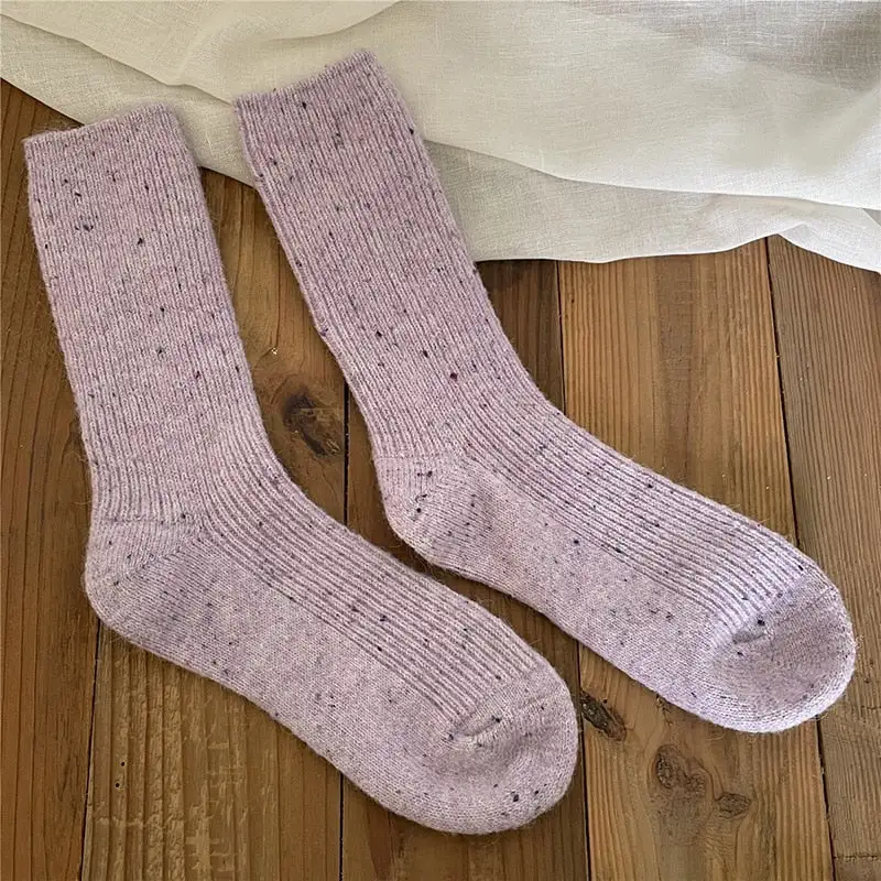 Wool Blend Ribbed Knee High Socks