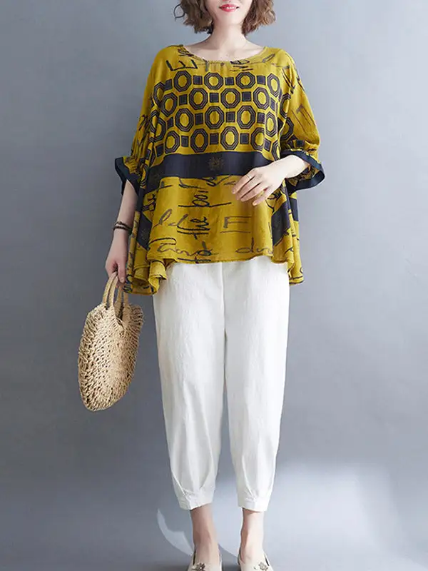 Printing Batwing Sleeve T-Shirt