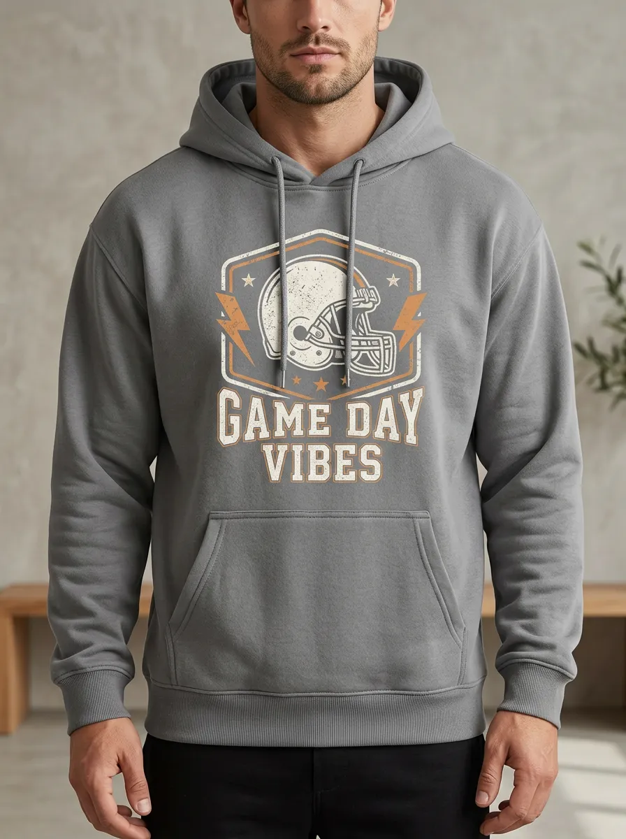 Everyday Men's American Football Game Day Vibes Helmet Printed Hoodie