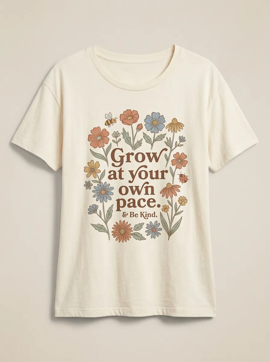 Inspirational Quote Floral Bee Ladybug T-Shirt