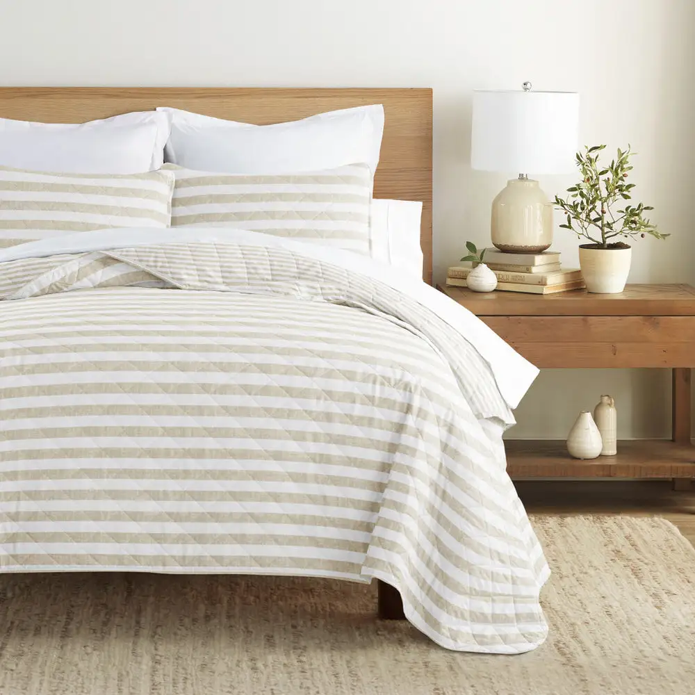 Classic Stripe Reversible Quilted Coverlet Set