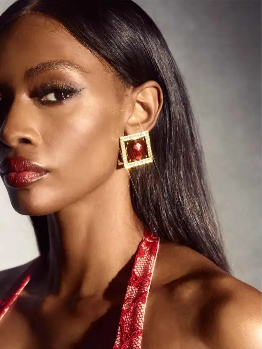 Tatiana Crystal Square Stud Earrings