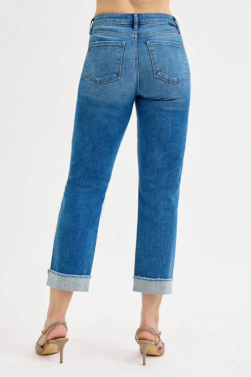 Full Size High Rise Boyfriend Fit Ankle Jeans Plus Size