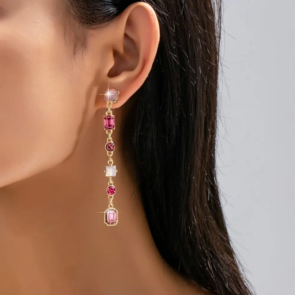Rosy Ombre Geometric Crystal Linear