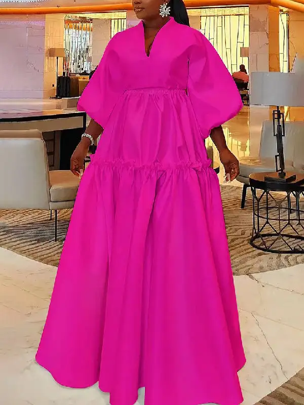 Falbala Neck Maxi Dress