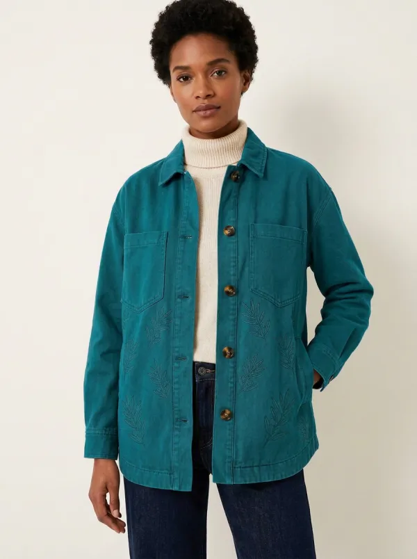 Women's Botanical Olive Branch Pattern Jacket