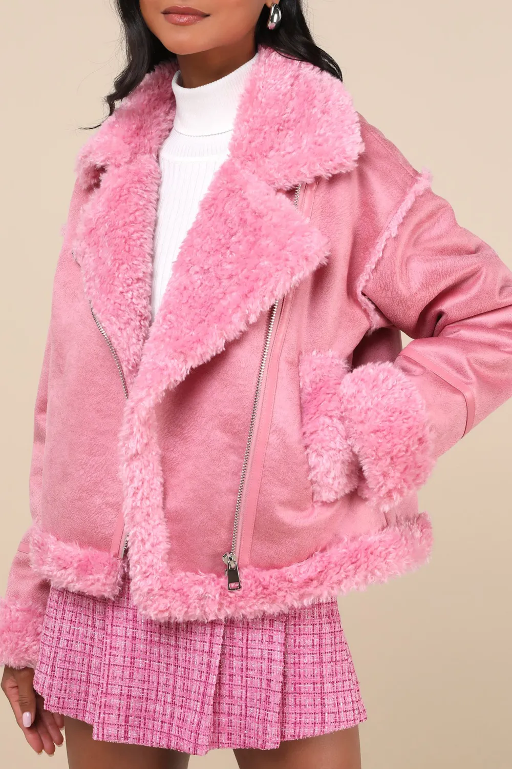 Pink Casual Style Long Sleeve Jacket