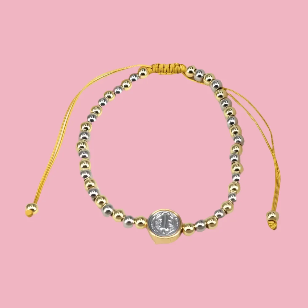 Refined Mixed Finish Medallion Bracelet