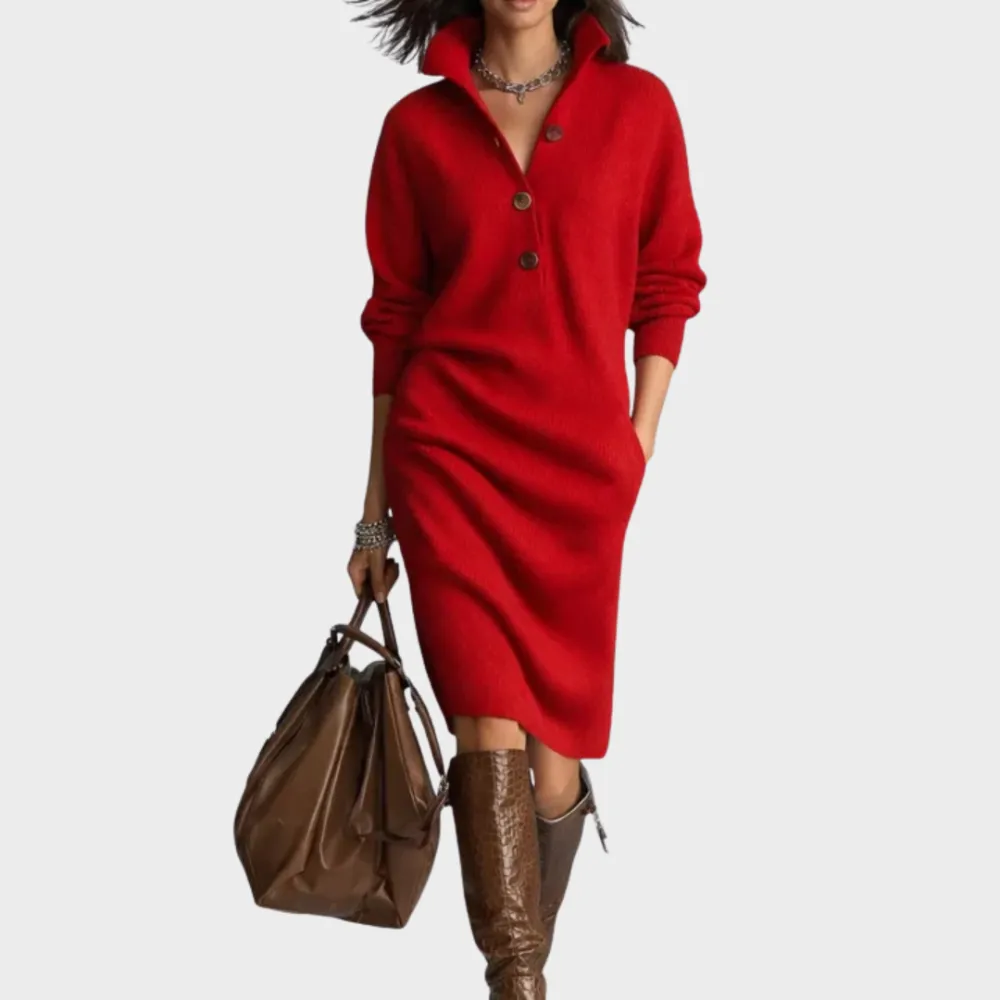 Knit Detail Relaxed Casual Dress