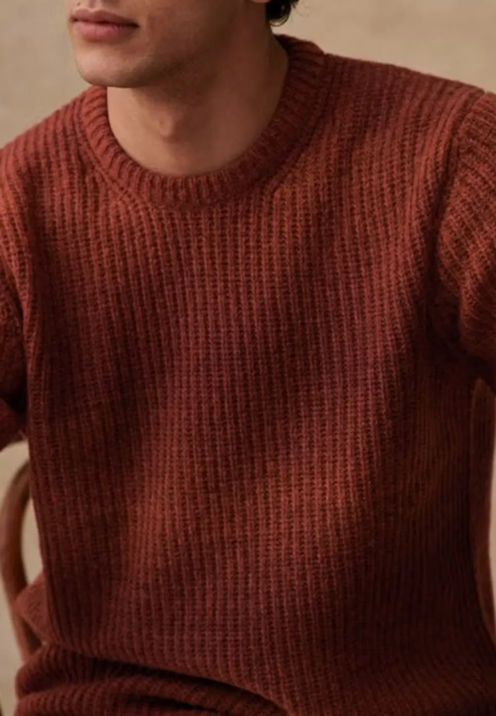 Blue Ombre Ribbed Knit Crew Neck Sweater