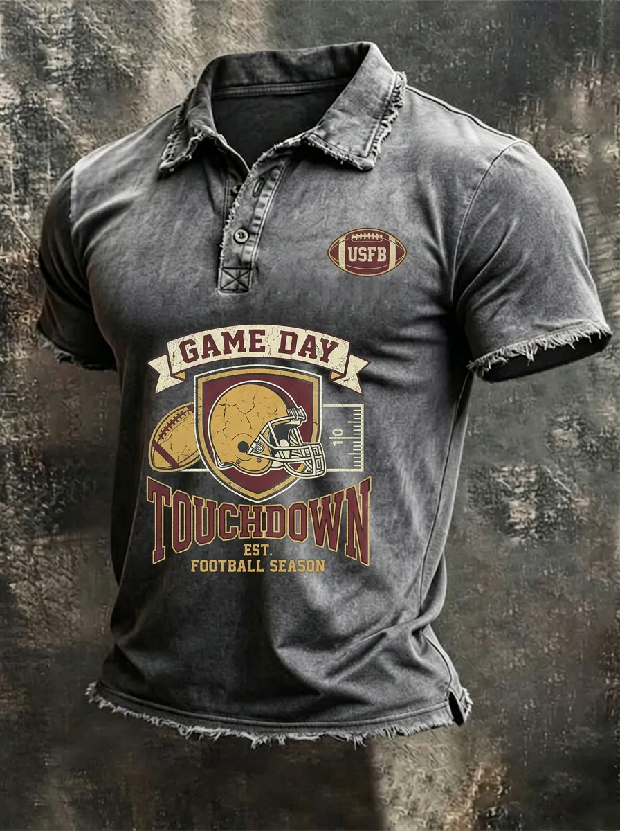 Weekend Football Game Day Touchdown Graphic Polo Shirt