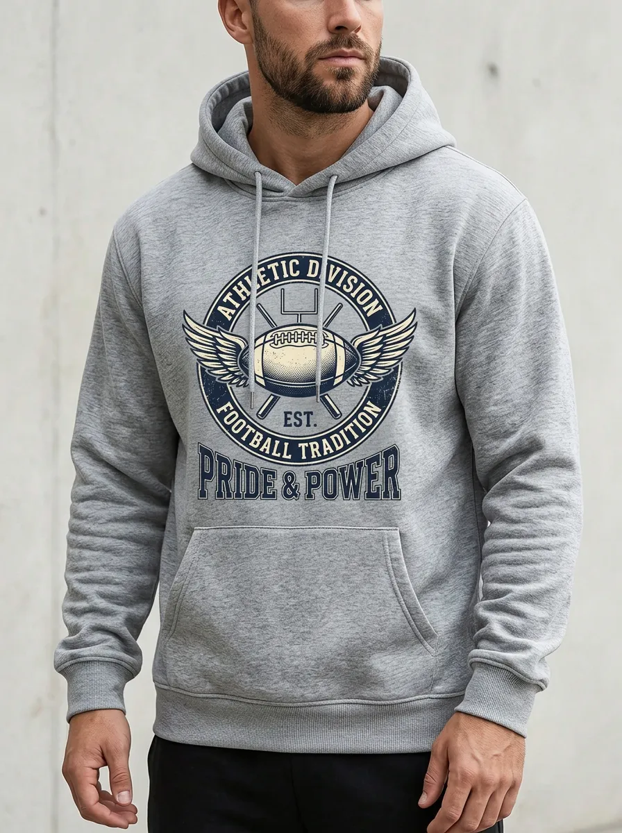 Men's American Football Winged Ball Pride & Power Graphic Hoodie