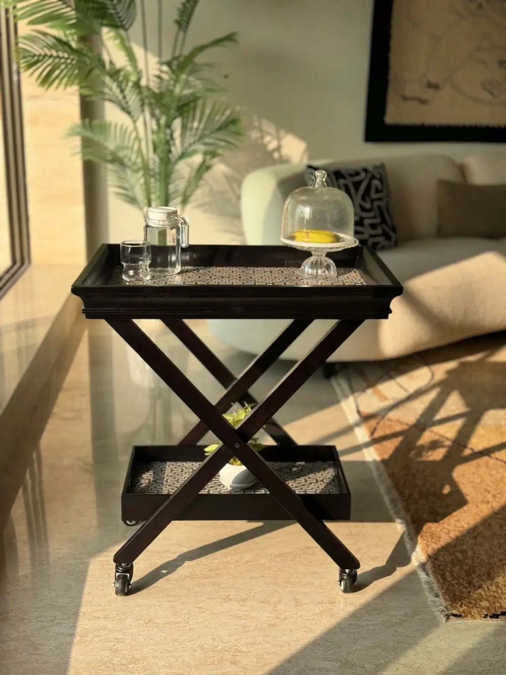 Noir Black Cane Butler Trolley